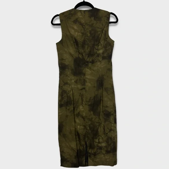 Michael Kors Collection Sheath Dress Size 10 Midi Length Sleeveless Olive Italy - Picture 5 of 12
